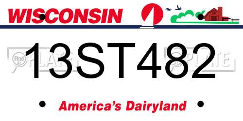 13ST482 Wisconsin License Plate