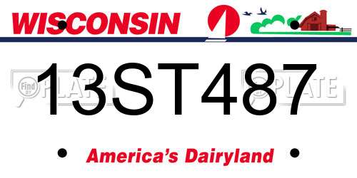 13ST487 Wisconsin License Plate