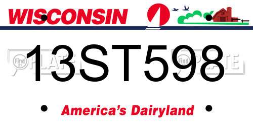 13ST598 Wisconsin License Plate