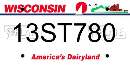 13ST780 Wisconsin License Plate