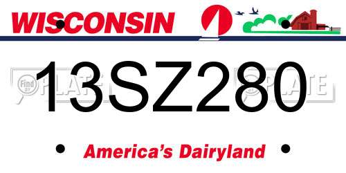 13SZ280 Wisconsin License Plate