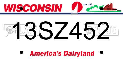 13SZ452 Wisconsin License Plate