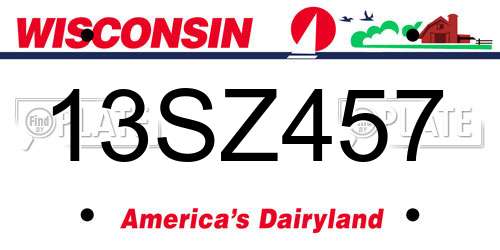 13SZ457 Wisconsin License Plate