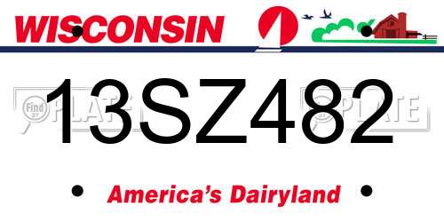13SZ482 Wisconsin License Plate