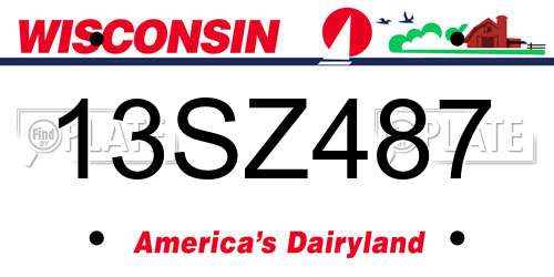 13SZ487 Wisconsin License Plate