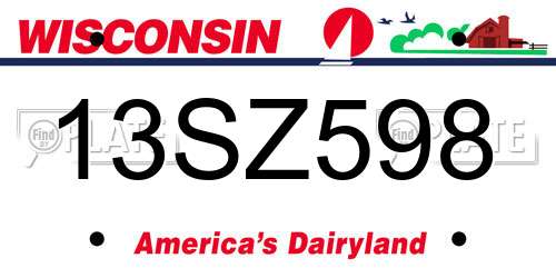 13SZ598 Wisconsin License Plate