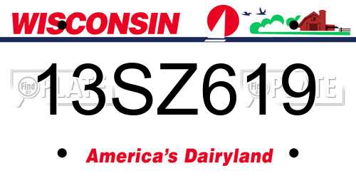 13SZ619 Wisconsin License Plate