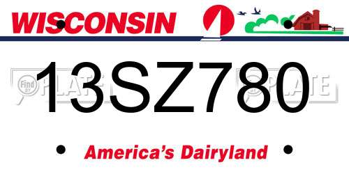 13SZ780 Wisconsin License Plate