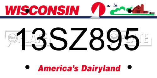 13SZ895 Wisconsin License Plate