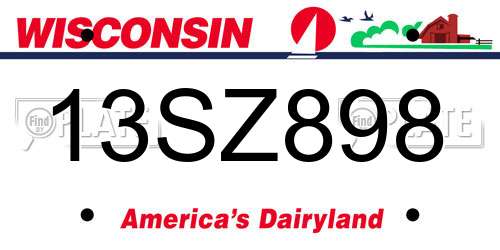 13SZ898 Wisconsin License Plate