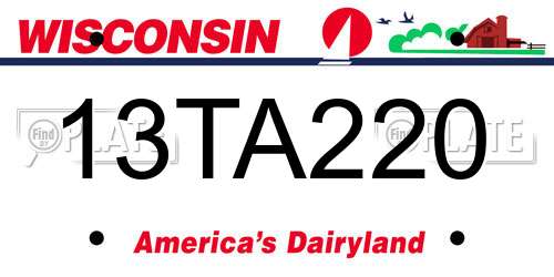13TA220 Wisconsin License Plate