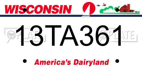 13TA361 Wisconsin License Plate