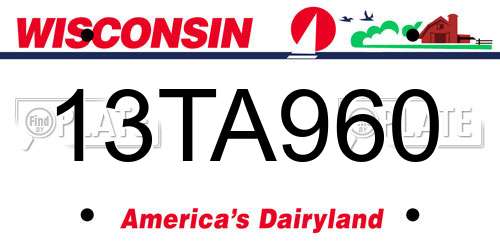 13TA960 Wisconsin License Plate