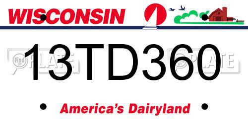 13TD360 Wisconsin License Plate