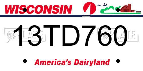 13TD760 Wisconsin License Plate