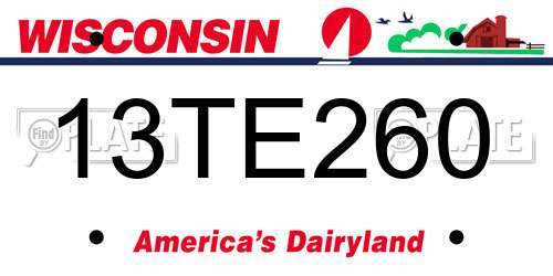 13TE260 Wisconsin License Plate