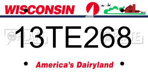 13TE268 Wisconsin License Plate