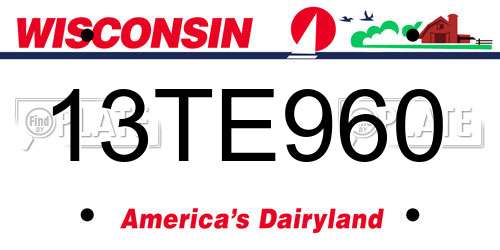 13TE960 Wisconsin License Plate