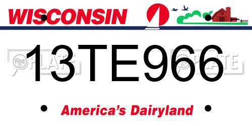 13TE966 Wisconsin License Plate