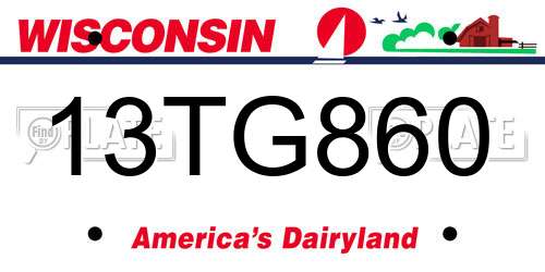 13TG860 Wisconsin License Plate