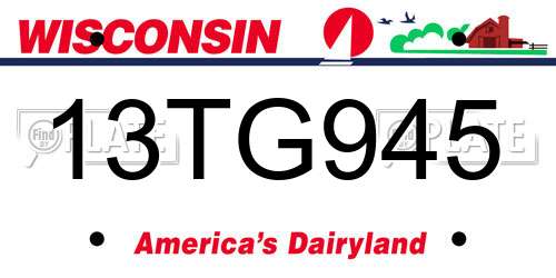 13TG945 Wisconsin License Plate