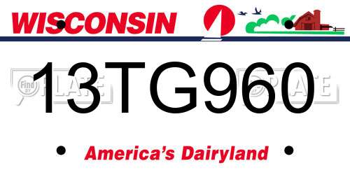 13TG960 Wisconsin License Plate