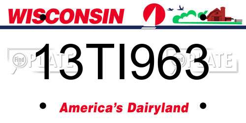 13TI963 Wisconsin License Plate