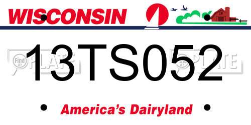 13TS052 Wisconsin License Plate