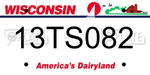 13TS082 Wisconsin License Plate
