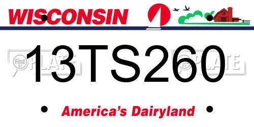 13TS260 Wisconsin License Plate