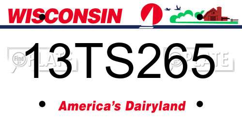 13TS265 Wisconsin License Plate