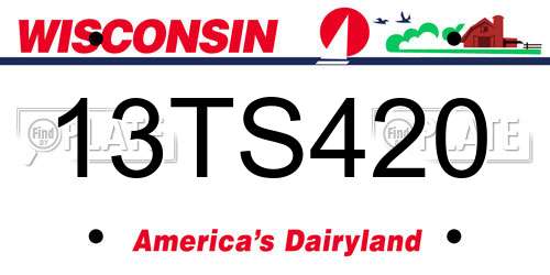 13TS420 Wisconsin License Plate