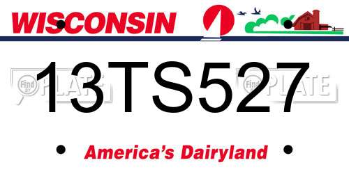 13TS527 Wisconsin License Plate