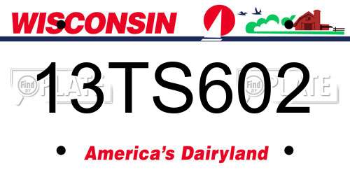 13TS602 Wisconsin License Plate