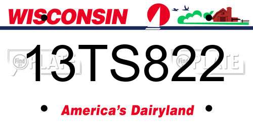 13TS822 Wisconsin License Plate