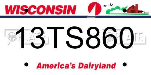 13TS860 Wisconsin License Plate