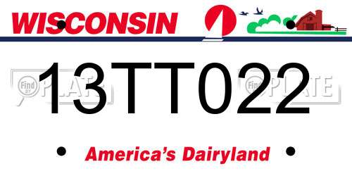 13TT022 Wisconsin License Plate