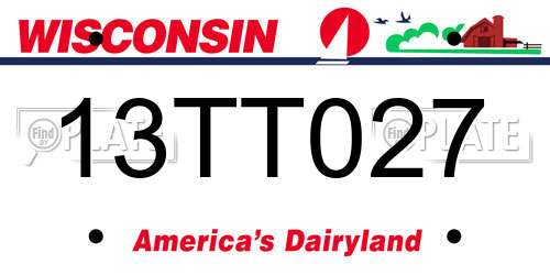 13TT027 Wisconsin License Plate