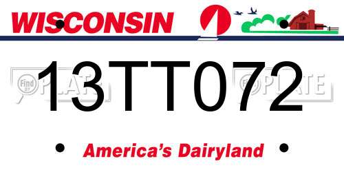 13TT072 Wisconsin License Plate
