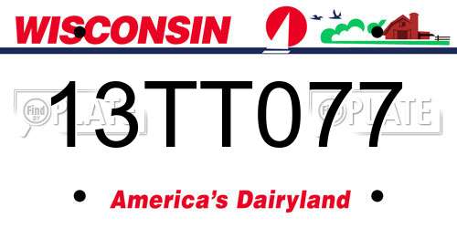 13TT077 Wisconsin License Plate