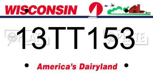 13TT153 Wisconsin License Plate