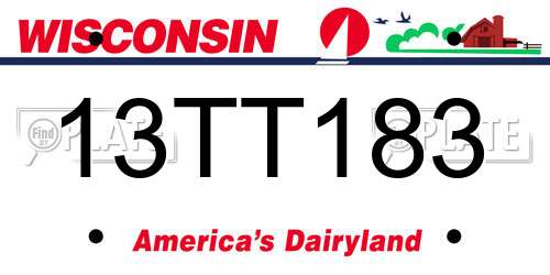 13TT183 Wisconsin License Plate