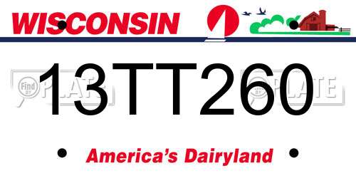 13TT260 Wisconsin License Plate