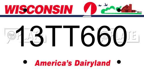 13TT660 Wisconsin License Plate