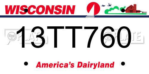 13TT760 Wisconsin License Plate