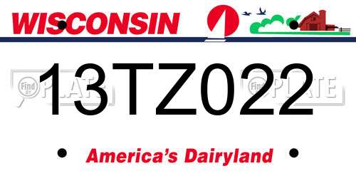 13TZ022 Wisconsin License Plate