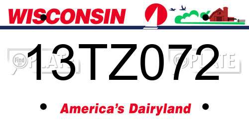 13TZ072 Wisconsin License Plate