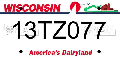 13TZ077 Wisconsin License Plate