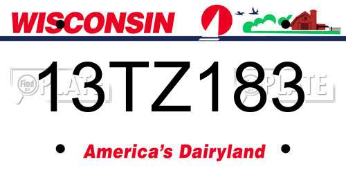 13TZ183 Wisconsin License Plate