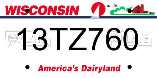 13TZ760 Wisconsin License Plate